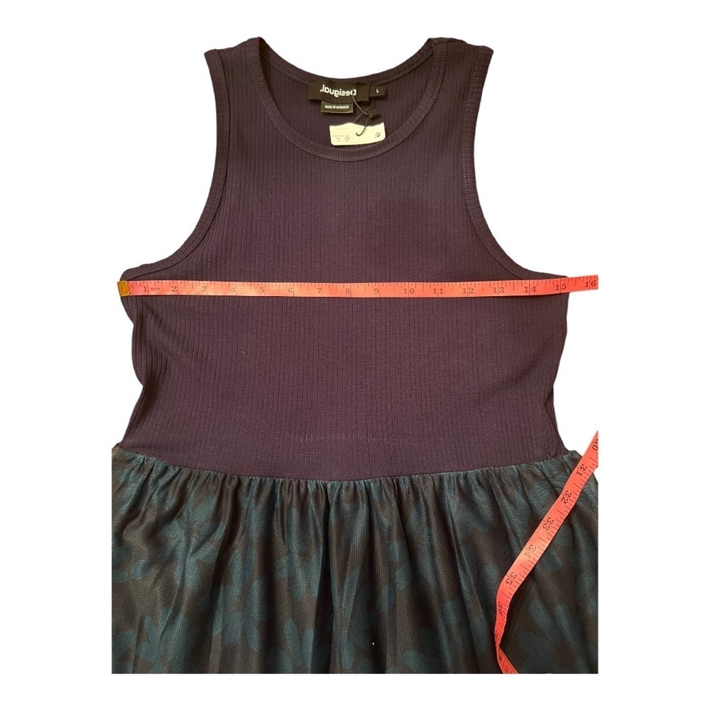 New Desigual Long Combination Tulle Dress In Navy sz large - Picture 6 of 14
